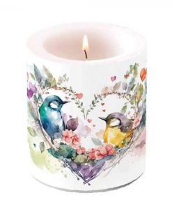 Dekorkerze mittel Vogelliebespaar – Candle medium Loving birds