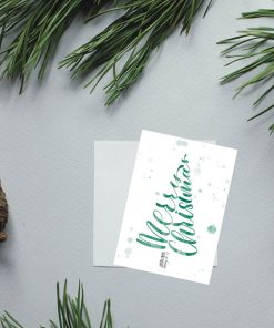 Handgemachte Weihnachtskarten in Aquarelltechnik “Merry”