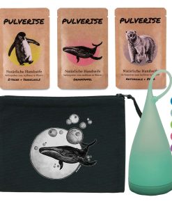 PULVERISE – Geschenkset – mit drei Seifenpulvern – Nepenthes und Kosmetiktasche nach Wahl