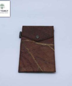 LEAF FAMILY – Vegane und nachhaltige Handyhülle und Brillenhülle – Tasche für Mobiltelefone aus Teakblatt groß in BRAUN